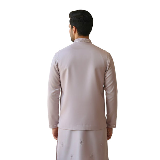 The Estate Royal Gilded Ivory Indo-Western Sherwani Set — Beige/Cream