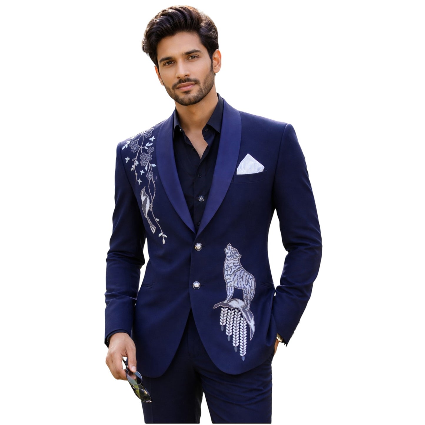 Men’s Elite Signature Hand-Crafted Floral Heritage 3-Piece Designer Statement Tuxedo.