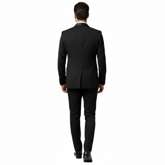 Royal Gala Embroidered Slim-Fit 3-Piece Tuxedo Suit - Classic Black
