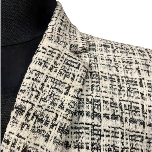 The Estate Monochrome Heritage Tweed Blazer — Ivory & Black
