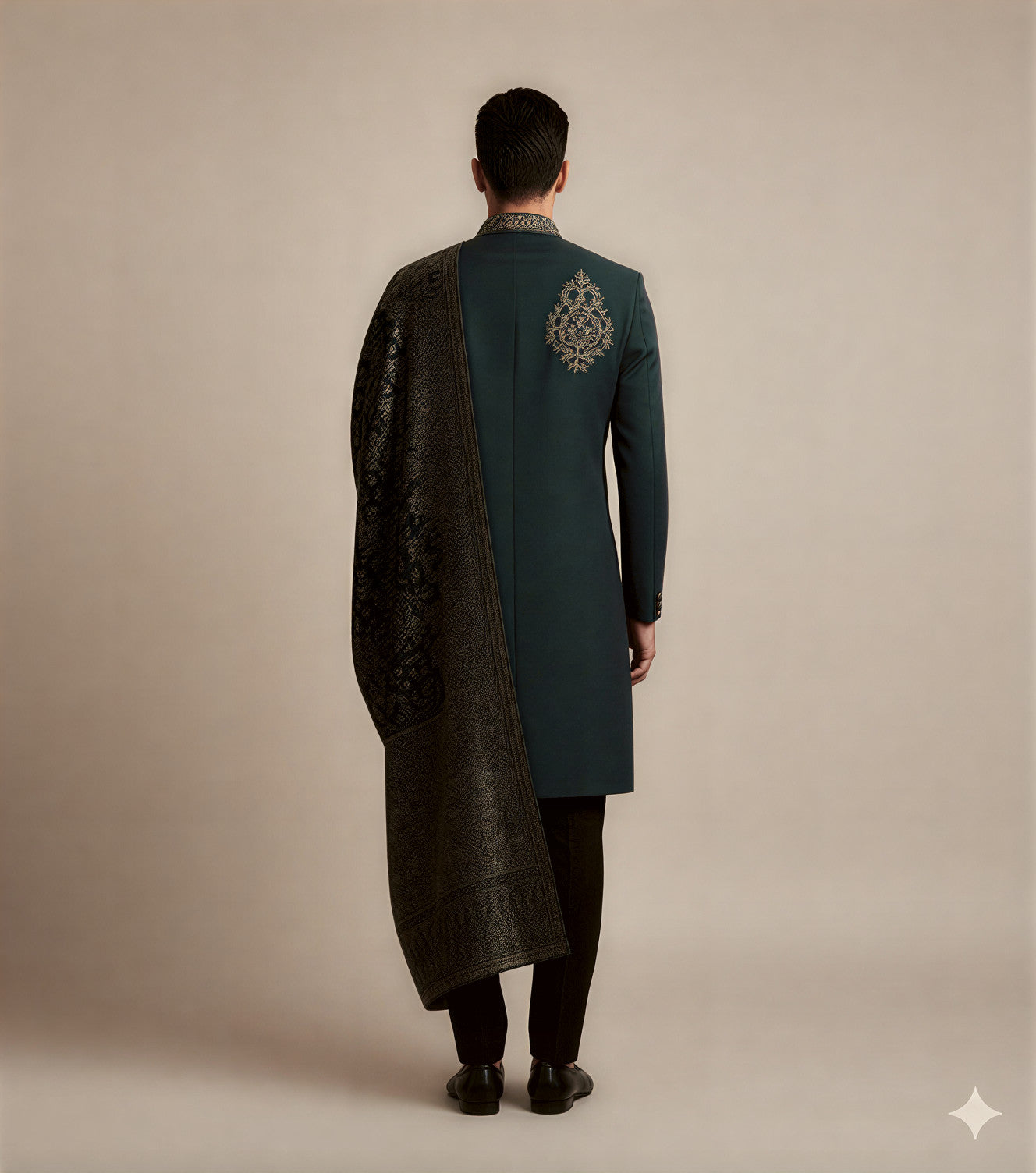 Men's Premium Teal Indo-Western Set – Designer Hand-Embroidered Fusion Wear