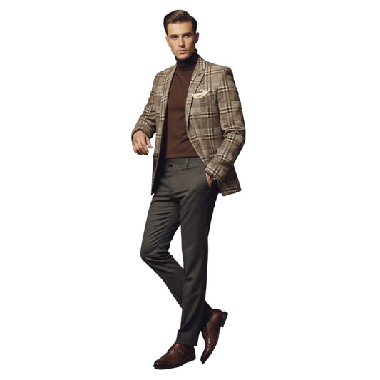 The Estate Heritage Plaid Woolen Blazer in Toasted Walnut — Brown Plaid