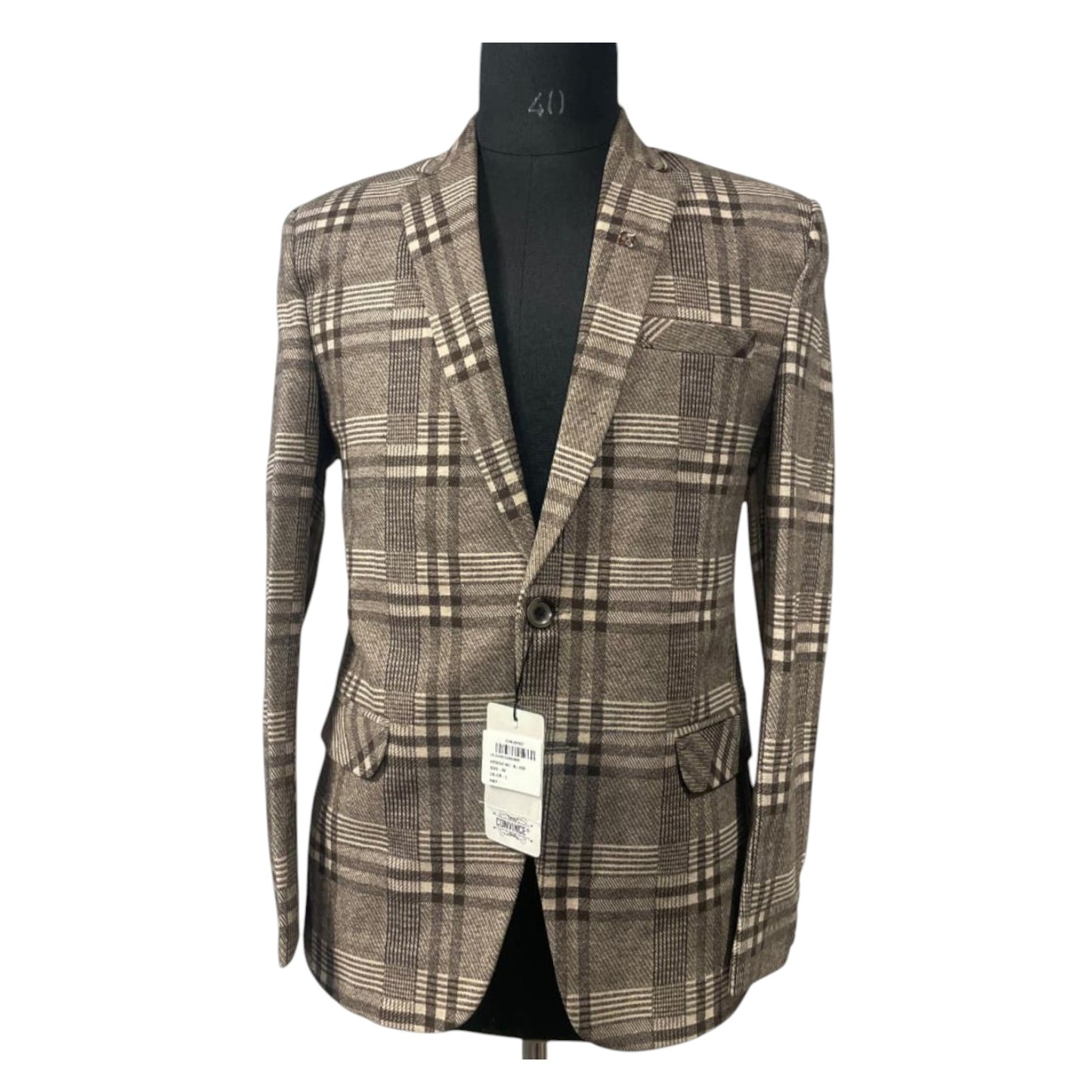 The Estate Heritage Plaid Woolen Blazer in Toasted Walnut — Brown Plaid