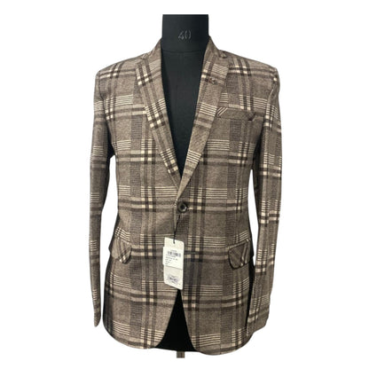The Estate Heritage Plaid Woolen Blazer in Toasted Walnut — Brown Plaid