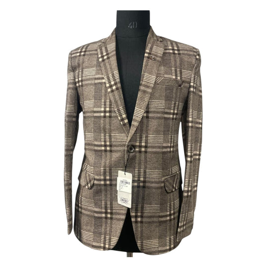 The Estate Heritage Plaid Woolen Blazer in Toasted Walnut — Brown Plaid