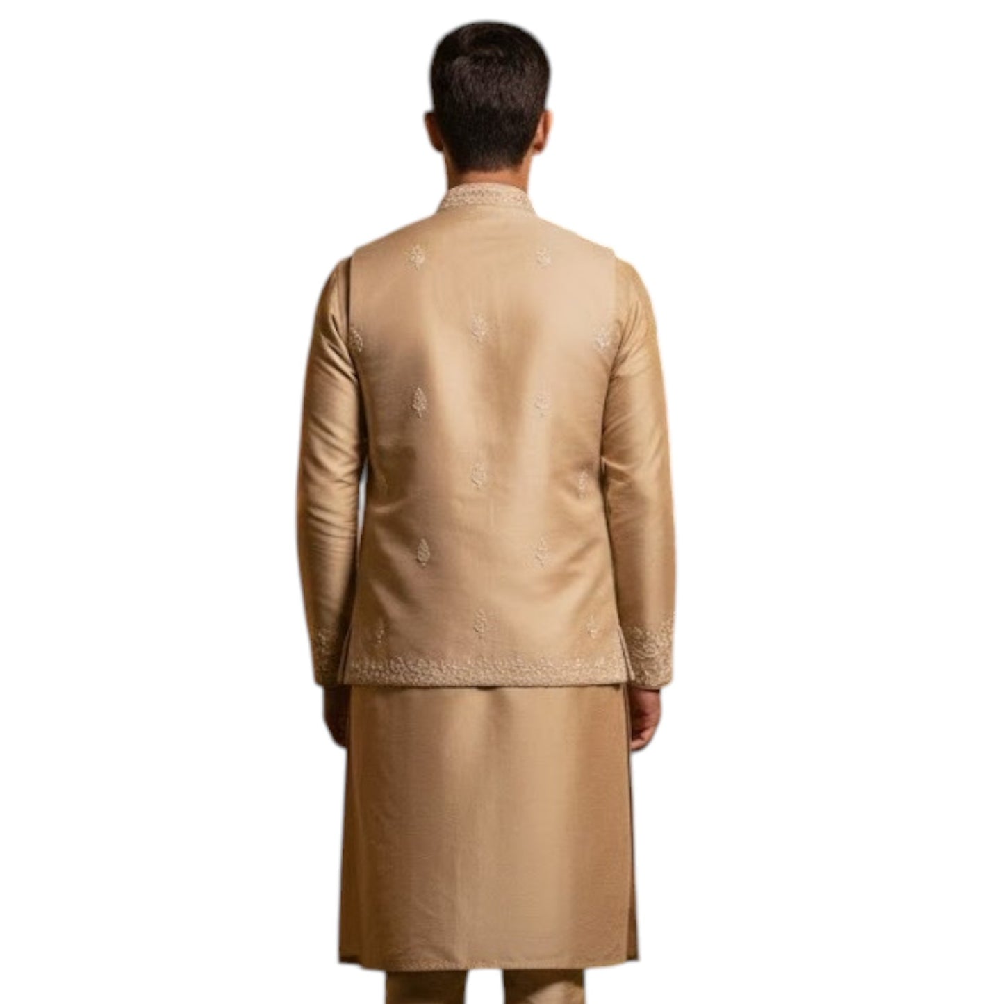 The Estate Heritage Paisley Indo-Western Koti Set — Beige/Gold