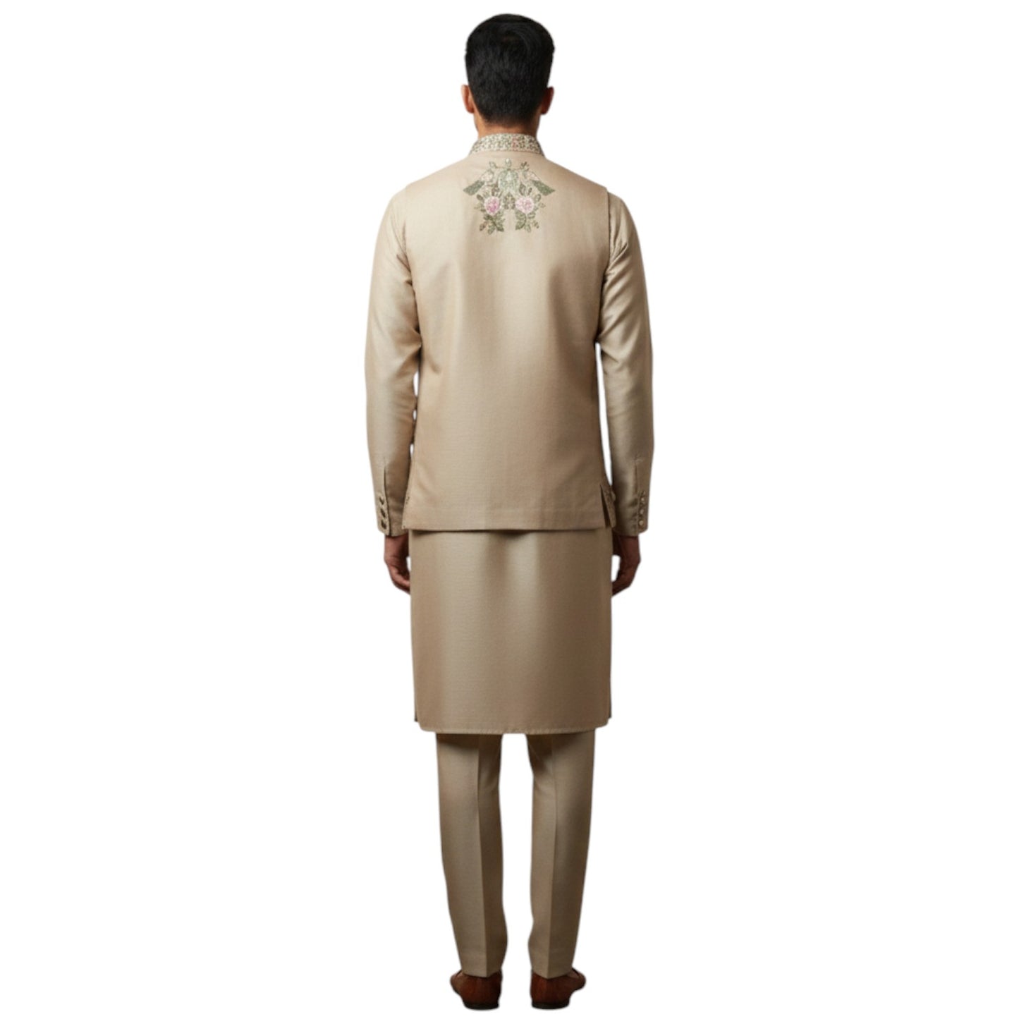 The Estate Heritage Folklore Indo-Western Koti Set — Beige/Gold