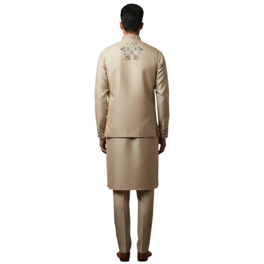 The Estate Heritage Folklore Indo-Western Koti Set — Beige/Gold