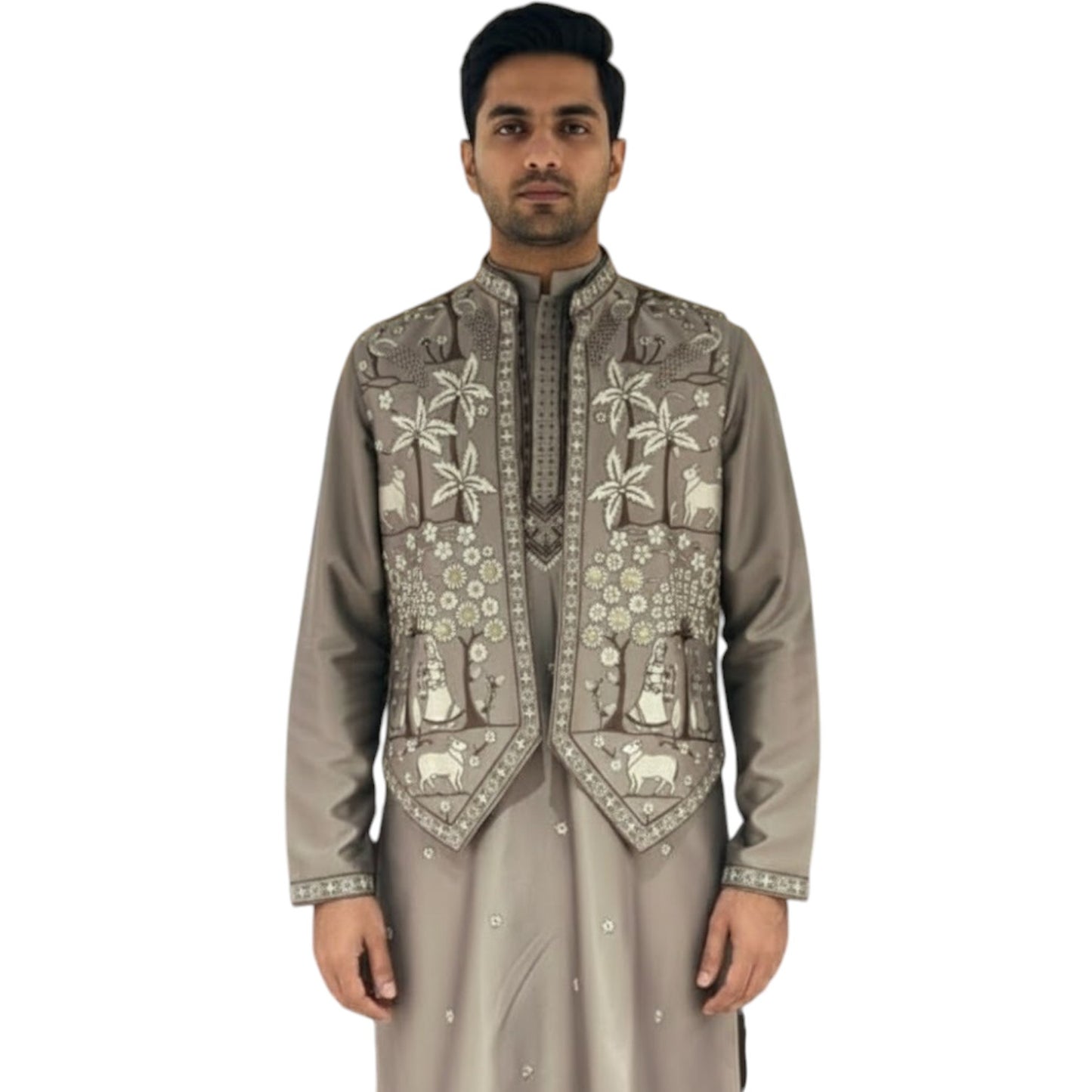 The Estate Heritage Folklore Indo-Western Koti Set — Dusty Rose/Taupe