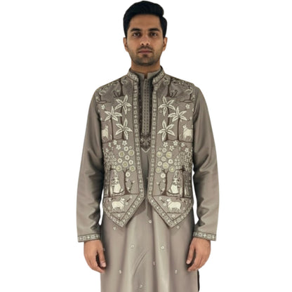 The Estate Heritage Folklore Indo-Western Koti Set — Dusty Rose/Taupe