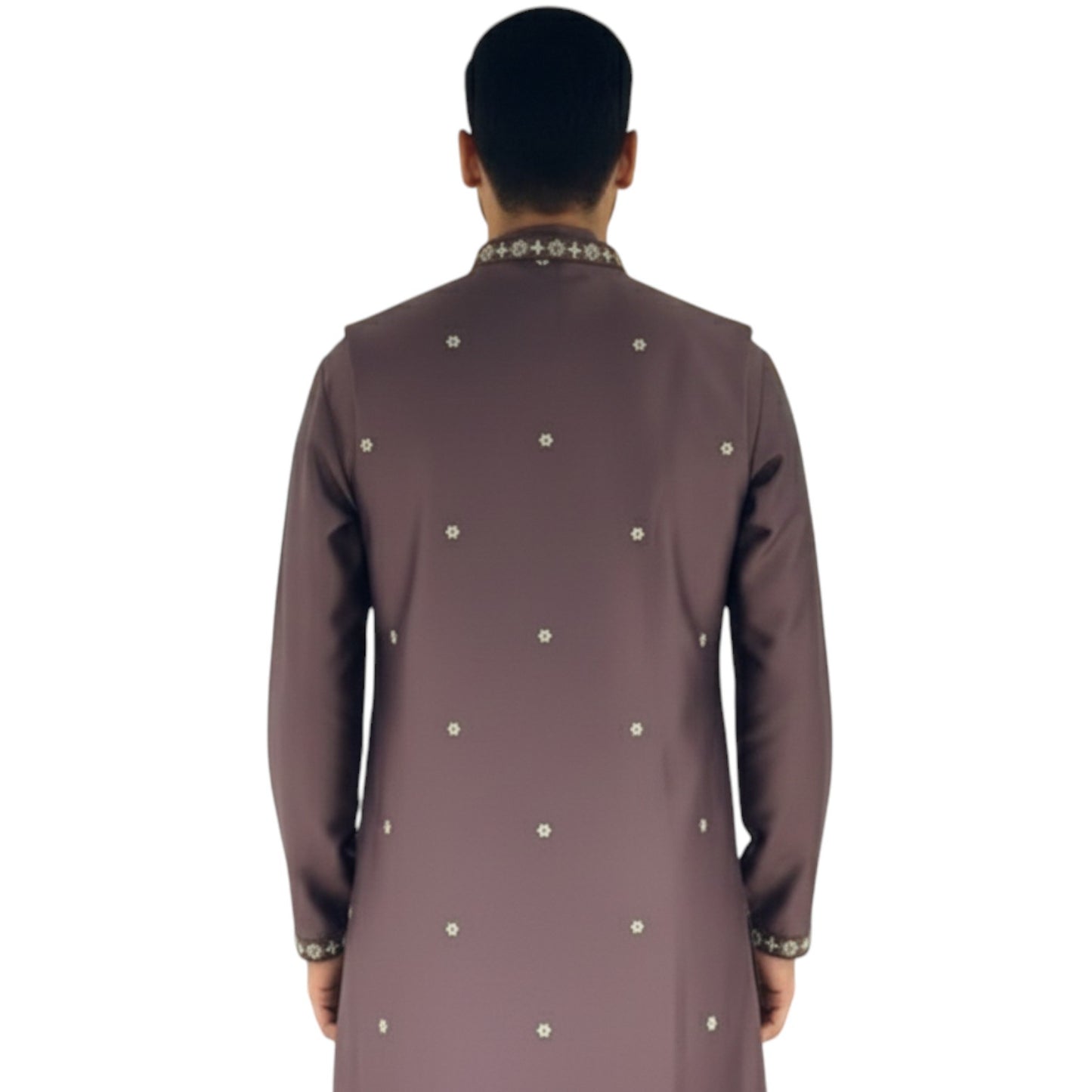Men's Designer Mauve Bark  Kurta Koti Set – Hand-Embroidered  Ethnic Wear
