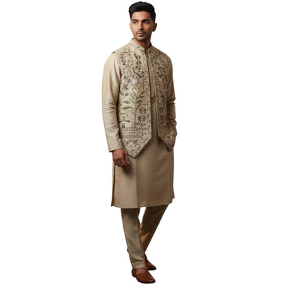 The Estate Heritage Folklore Indo-Western Koti Set — Beige/Gold