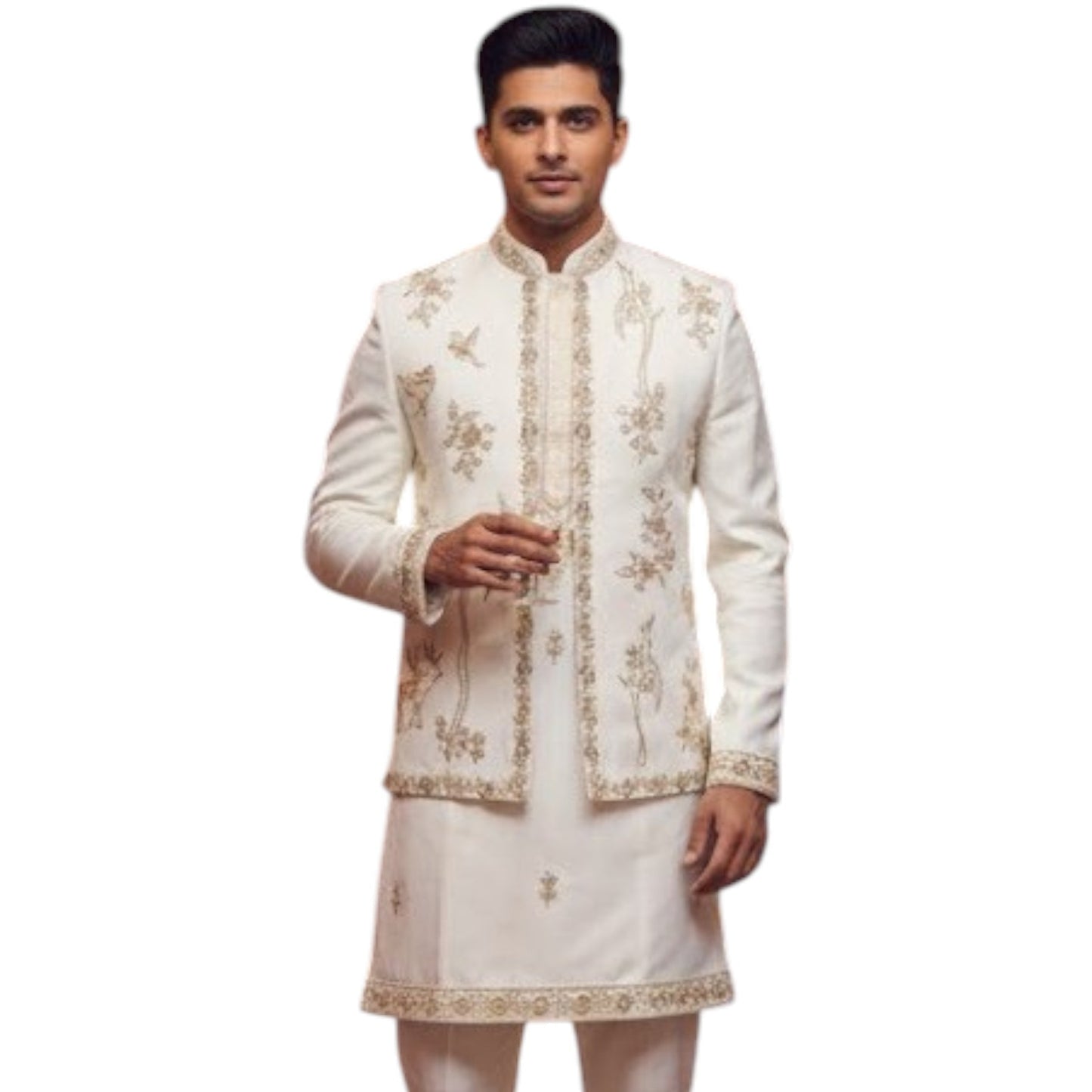 The Estate Heritage Folklore Kurta Koti Set — Mauve/Purple