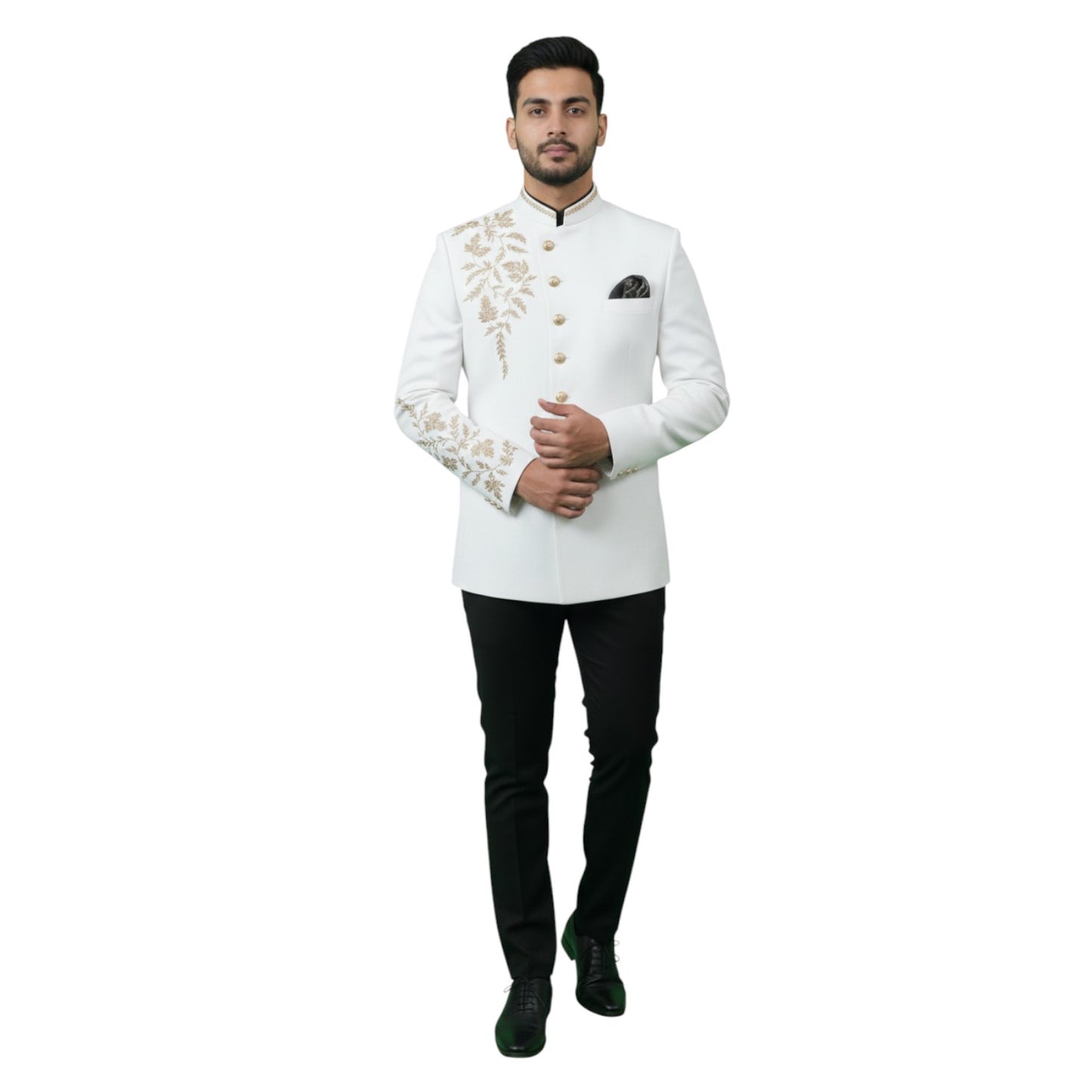 Signature Hand-Embroidered Imperial Bandhgala Jodhpuri Suit with Regal Floral Accents