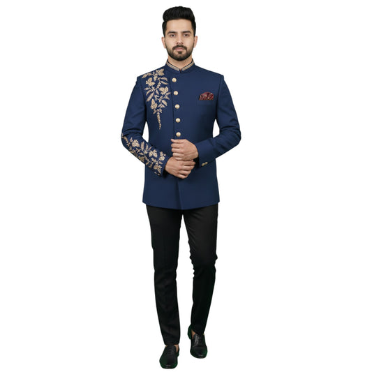 Signature Hand-Embroidered Imperial Bandhgala Jodhpuri Suit with Regal Floral Accents