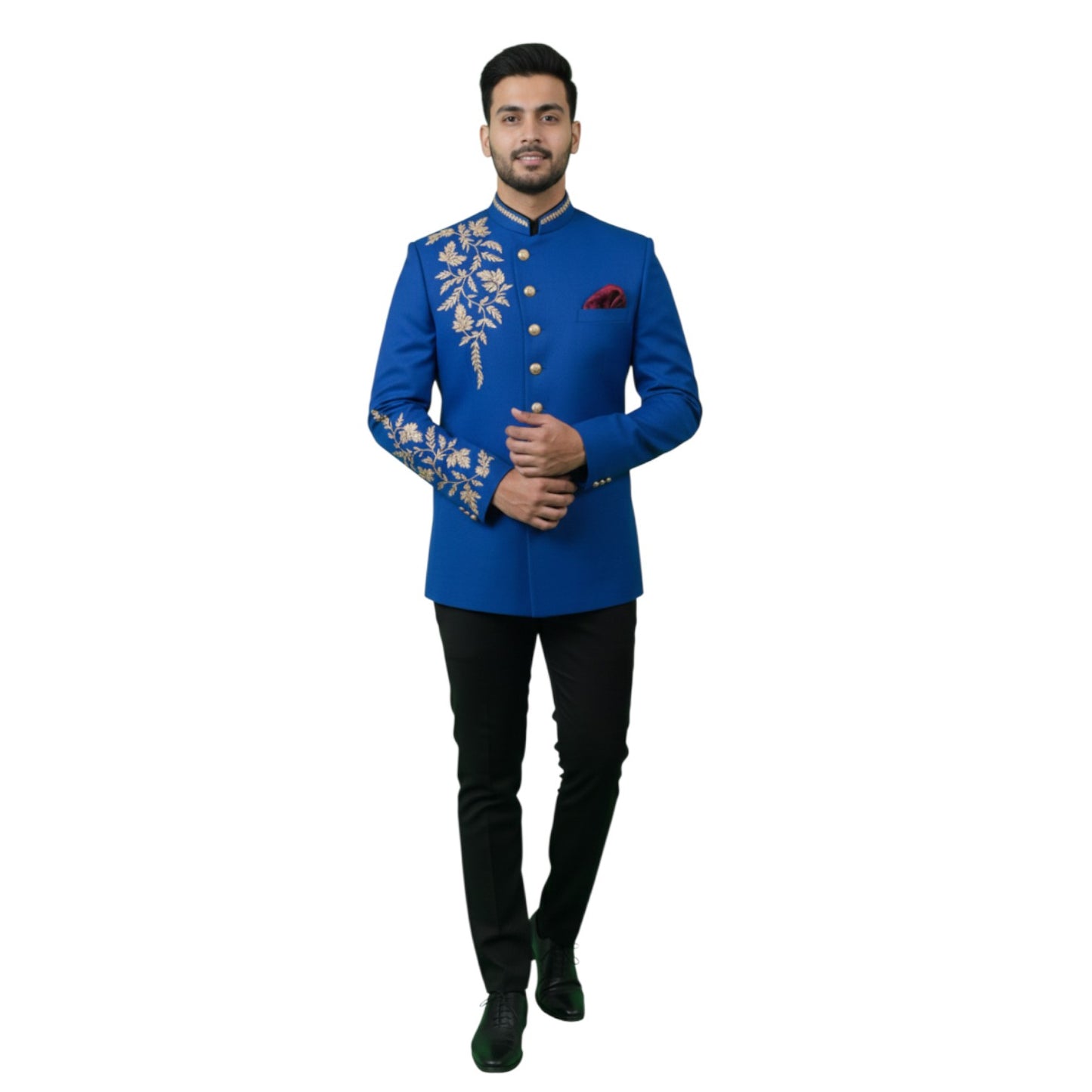 Signature Hand-Embroidered Imperial Bandhgala Jodhpuri Suit with Regal Floral Accents