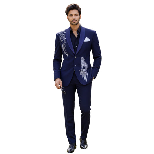 Men’s Elite Signature Hand-Crafted Floral Heritage 3-Piece Designer Statement Tuxedo.
