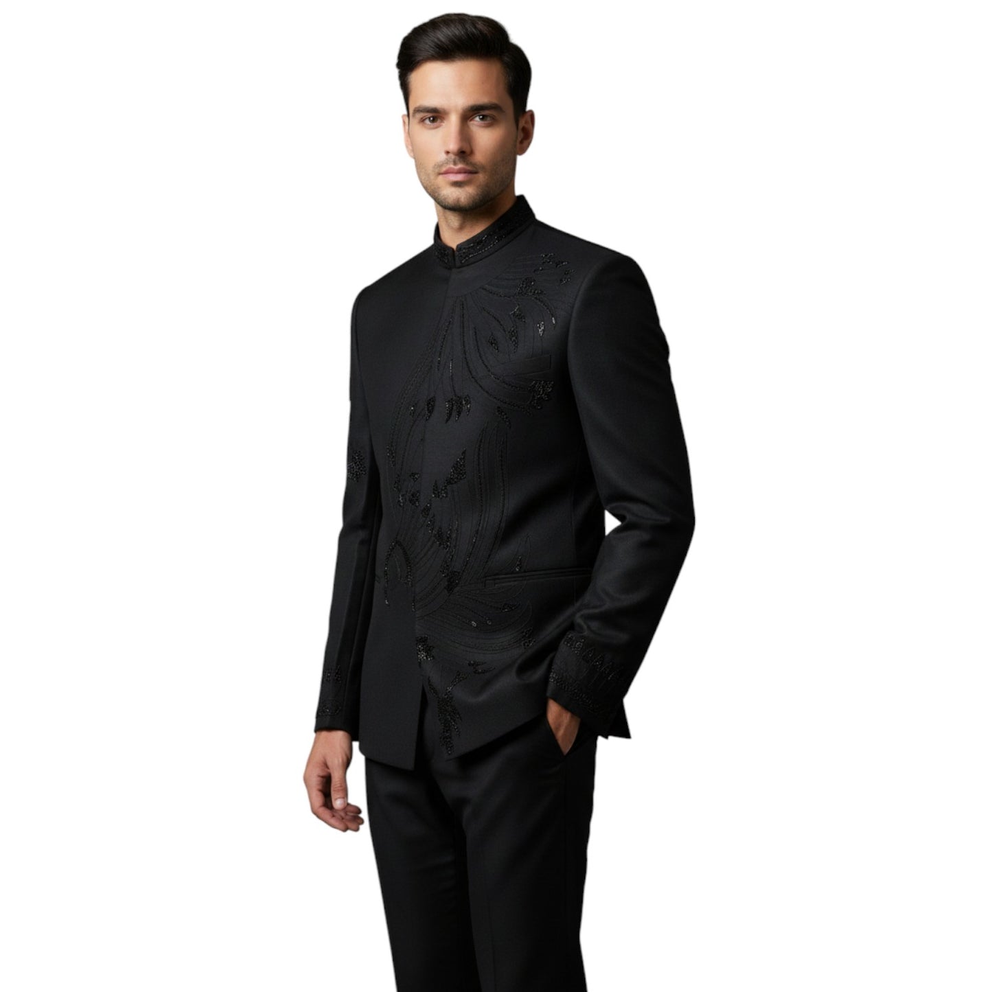 Embroidered Imperial Bandhgala Jodhpuri Suit - Jet Black