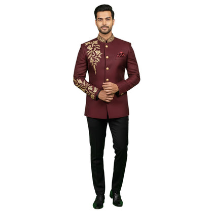 Signature Hand-Embroidered Imperial Bandhgala Jodhpuri Suit with Regal Floral Accents