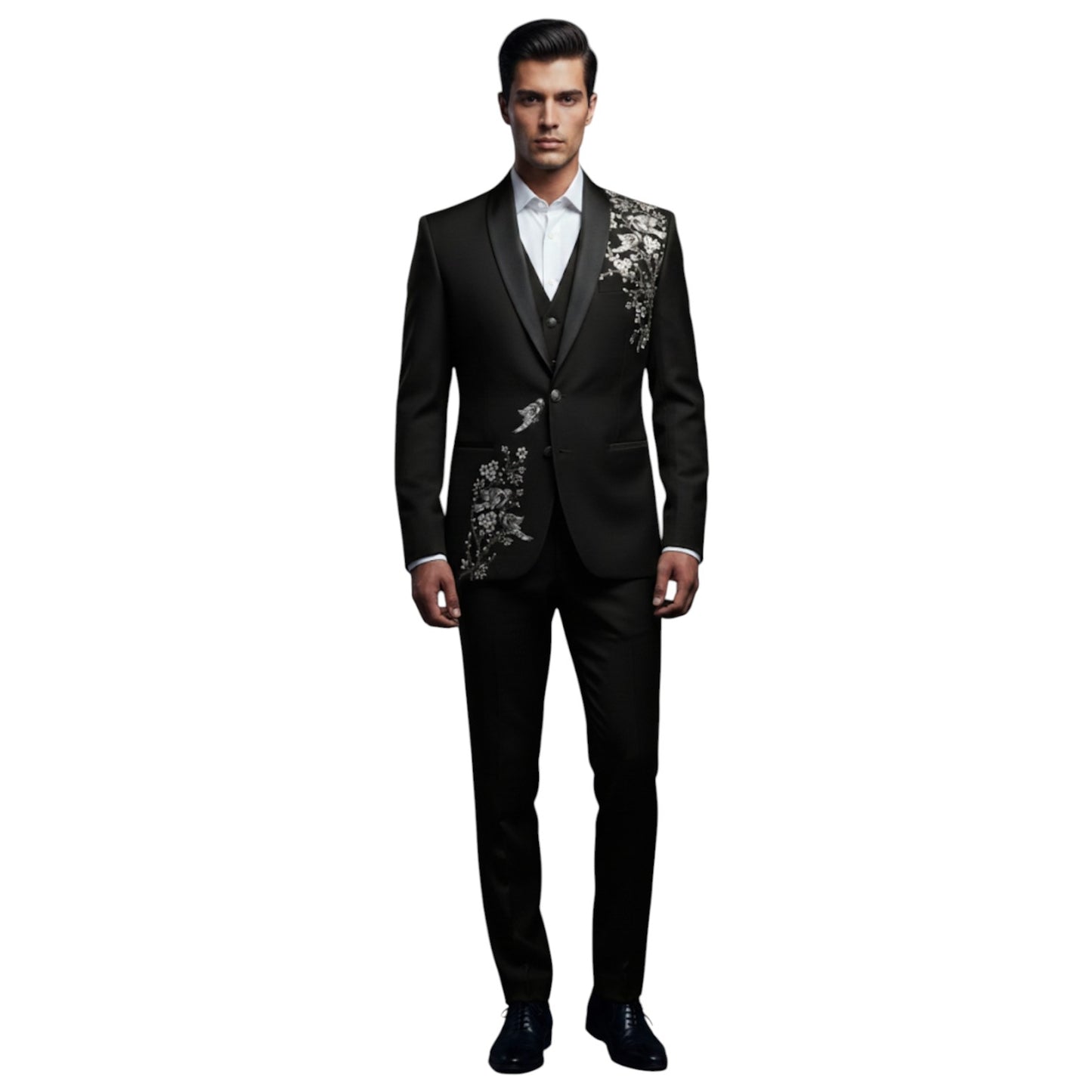 Men’s Front-Focus Forest 3-Piece Statement Tuxedo