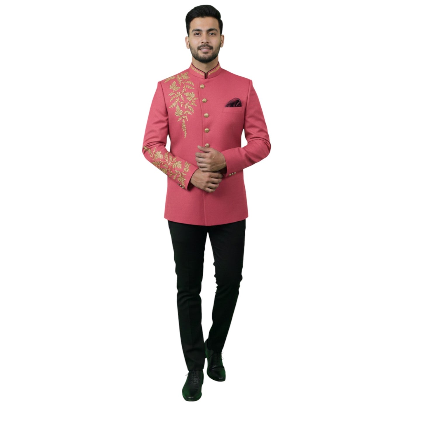 Signature Hand-Embroidered Imperial Bandhgala Jodhpuri Suit with Regal Floral Accents