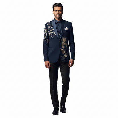 Men’s Jet Black "Phoenix Rising" 3-Piece Heritage Tuxedo