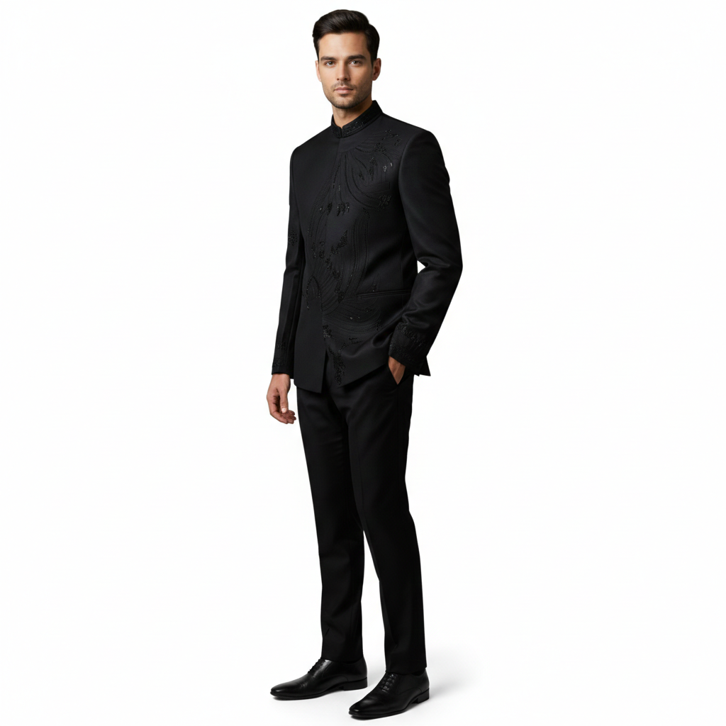 Embroidered Imperial Bandhgala Jodhpuri Suit - Jet Black