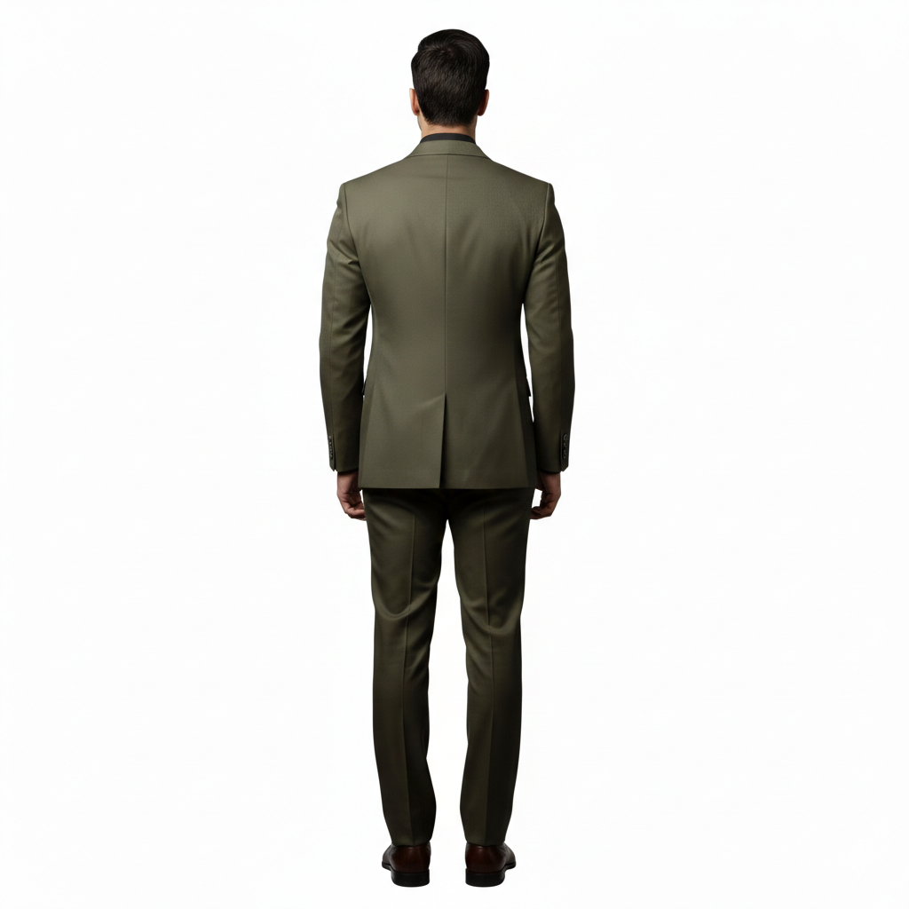 Men’s Elite Hand-Crafted Urban Minimalist Olive Green 2-Piece Formal Statement Suit.