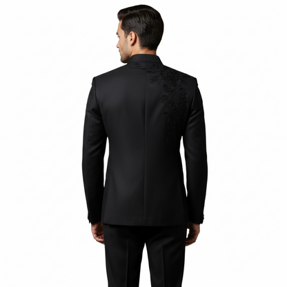 Embroidered Imperial Bandhgala Jodhpuri Suit - Jet Black