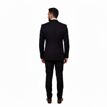 Men’s Elite Hand-Crafted Gilded Heritage Black & Gold 3-Piece Designer Statement Tuxedo.