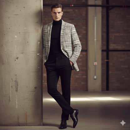 The Estate Monochrome Heritage Tweed Blazer — Ivory & Black