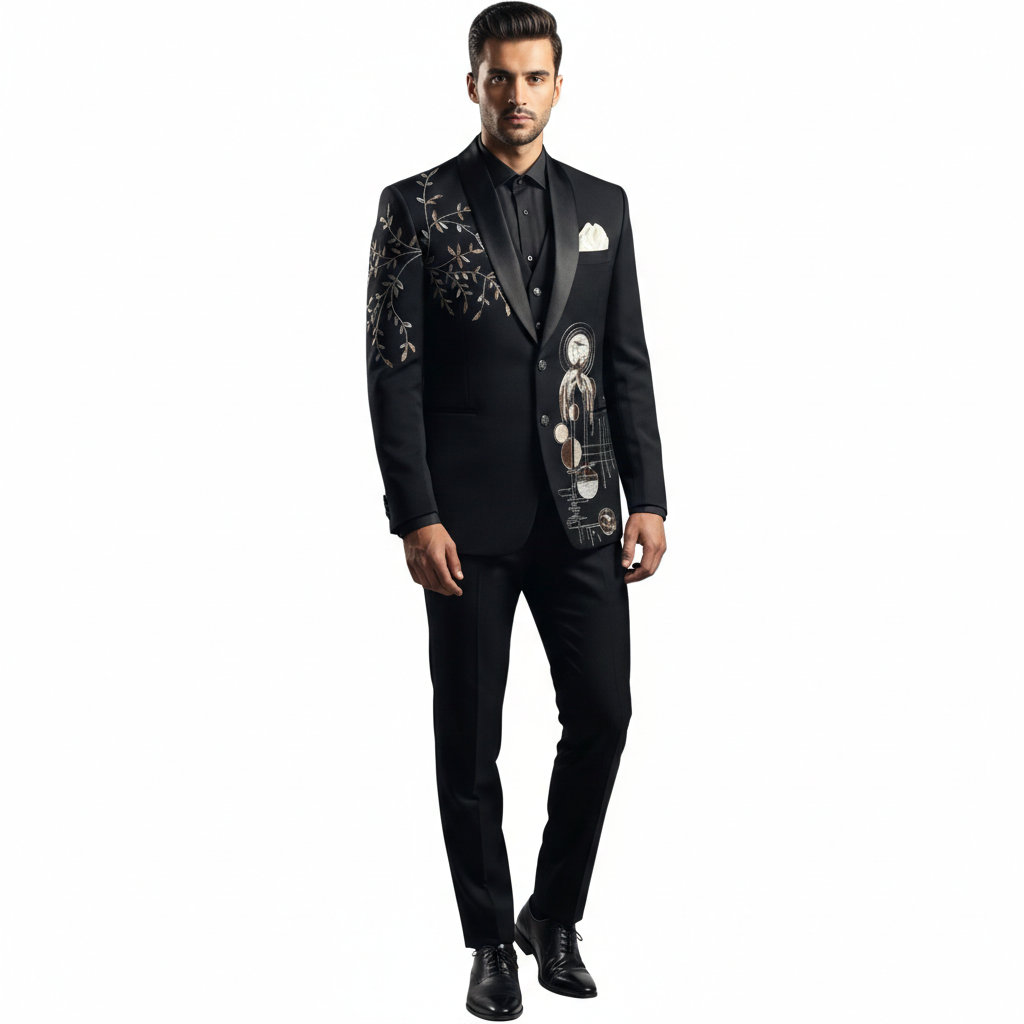 Men’s Jet Black "Phoenix Rising" 3-Piece Heritage Tuxedo