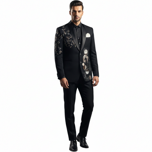 Men’s Jet Black "Phoenix Rising" 3-Piece Heritage Tuxedo