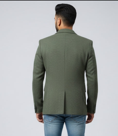 Men's Premium Green Blazer – Plain  Luxury Satin Shawl Lapel Edition