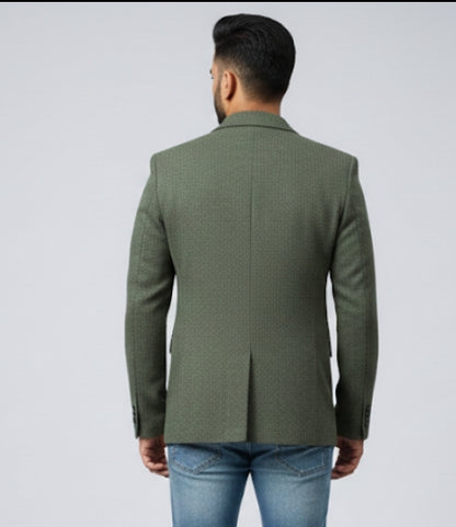 Men's Premium Green Blazer – Plain  Luxury Satin Shawl Lapel Edition