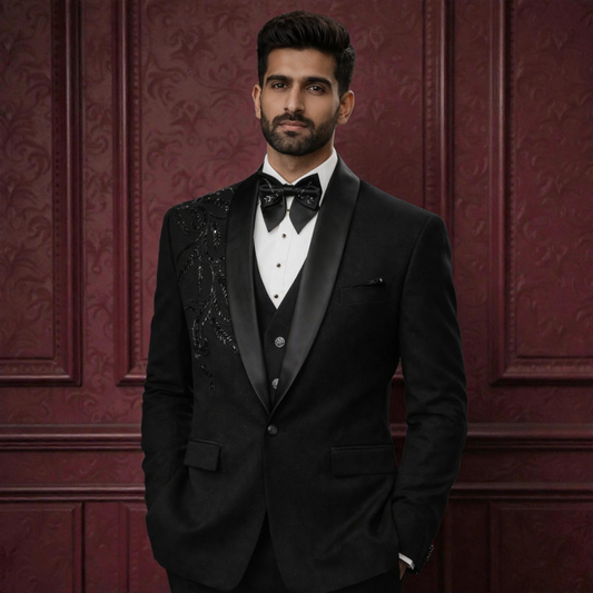 Men's Designer Hand-Embroidered Tuxedo – Luxury 3-Piece  Couture Set