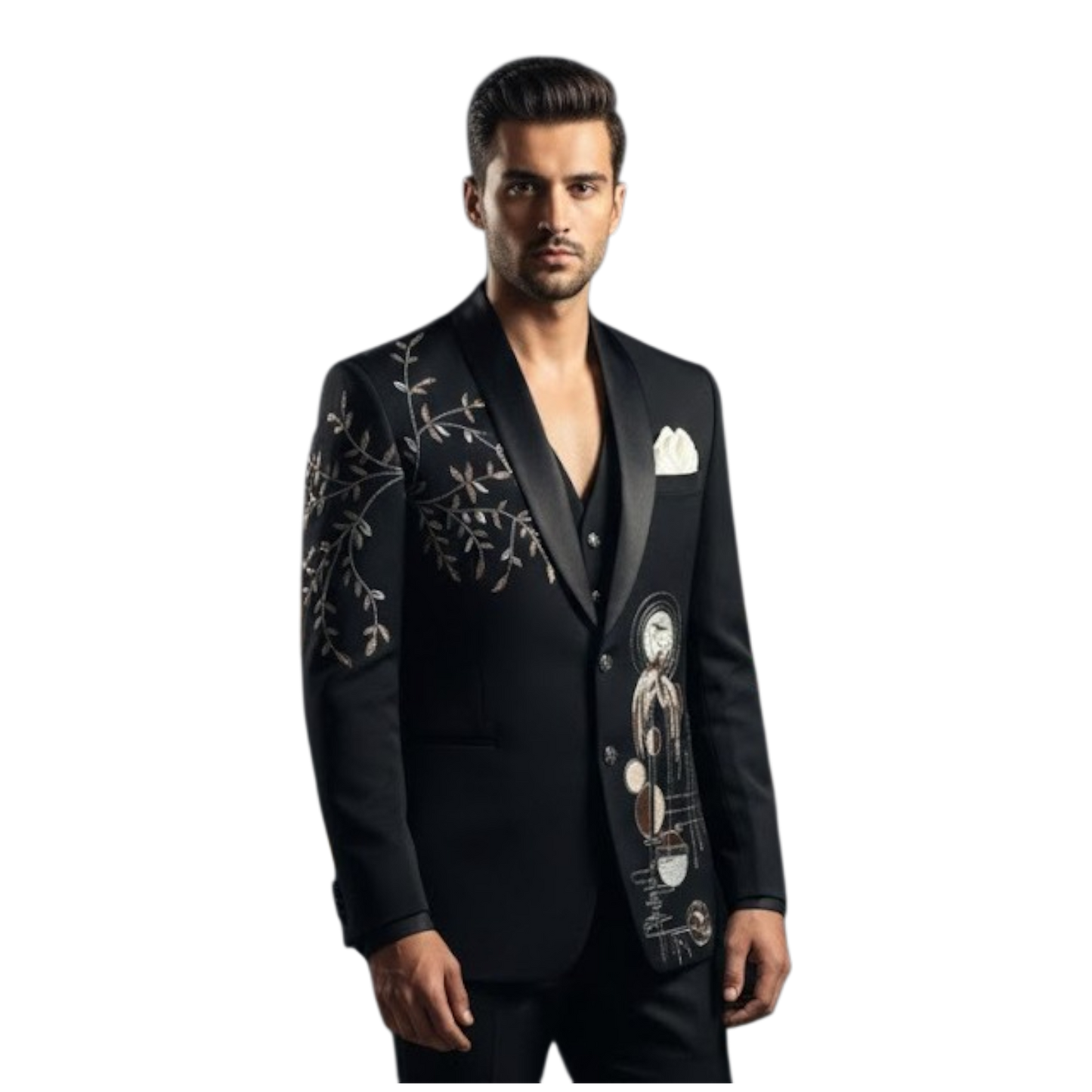 Men’s Jet Black "Phoenix Rising" 3-Piece Heritage Tuxedo