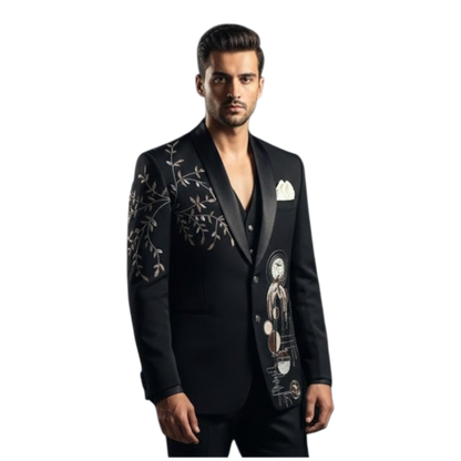 Men’s Jet Black "Phoenix Rising" 3-Piece Heritage Tuxedo